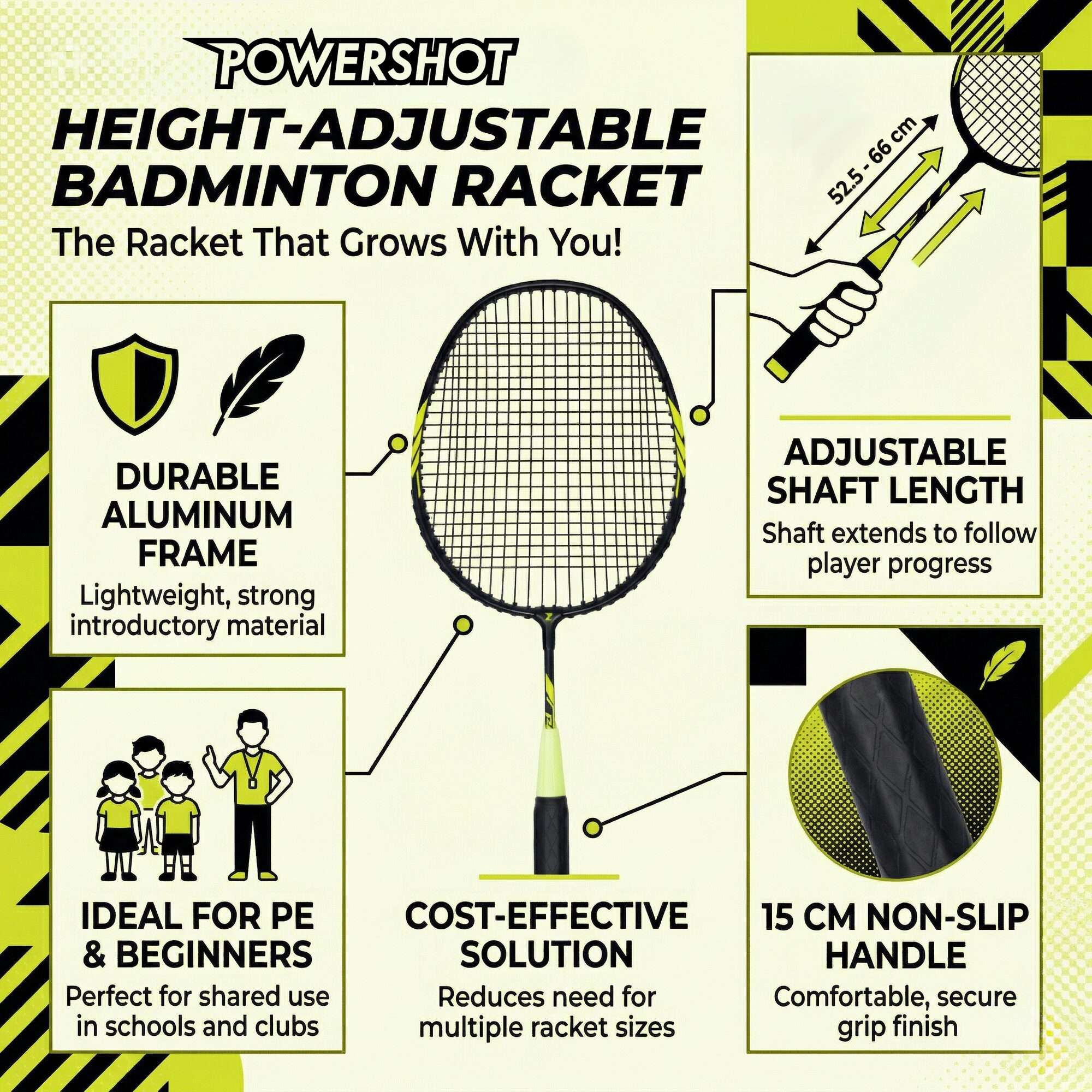 Image du produit : In hoogte verstelbaar badmintonracket