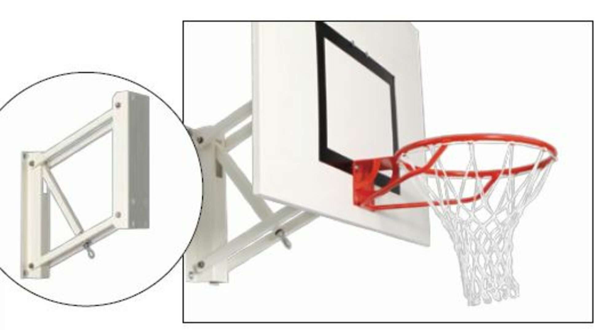 Image du produit : Basketbalhoepel - muurbevestiging & verstelbaar - Thuis of in de sporthal!