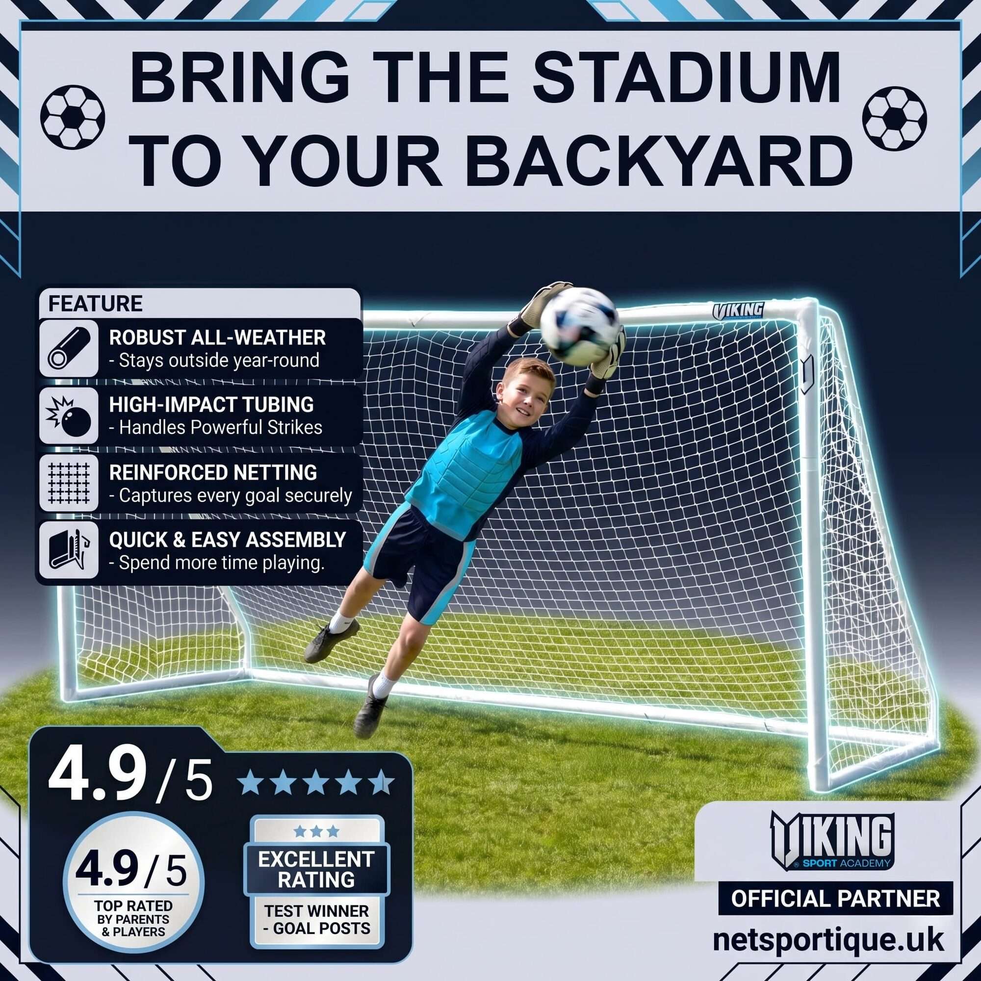 Image du produit : Netsportique voetbaldoel voor in de tuin 3,6 m x 1,8 m