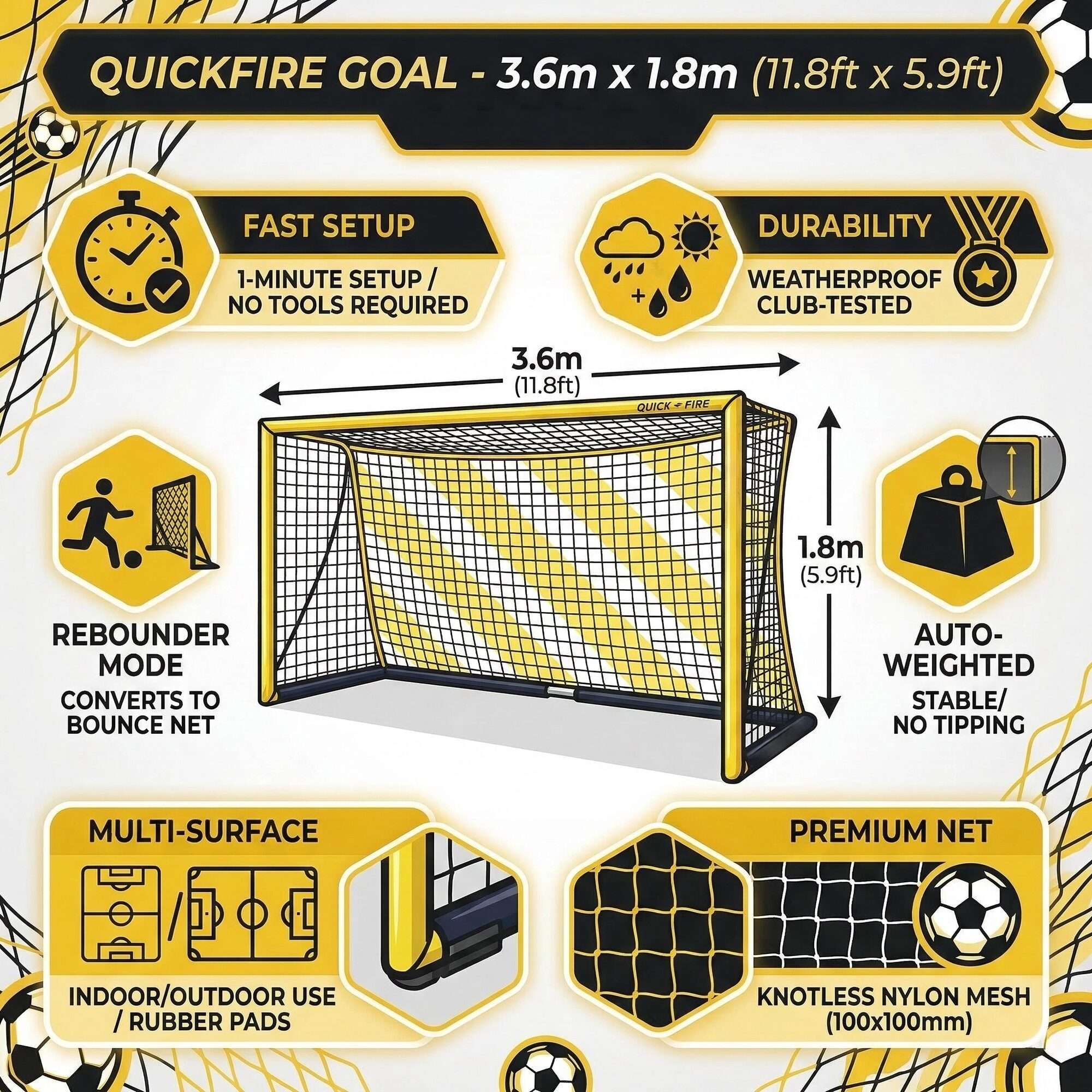 Image du produit : Quick Fire Goal 3,6 x 1,8 m