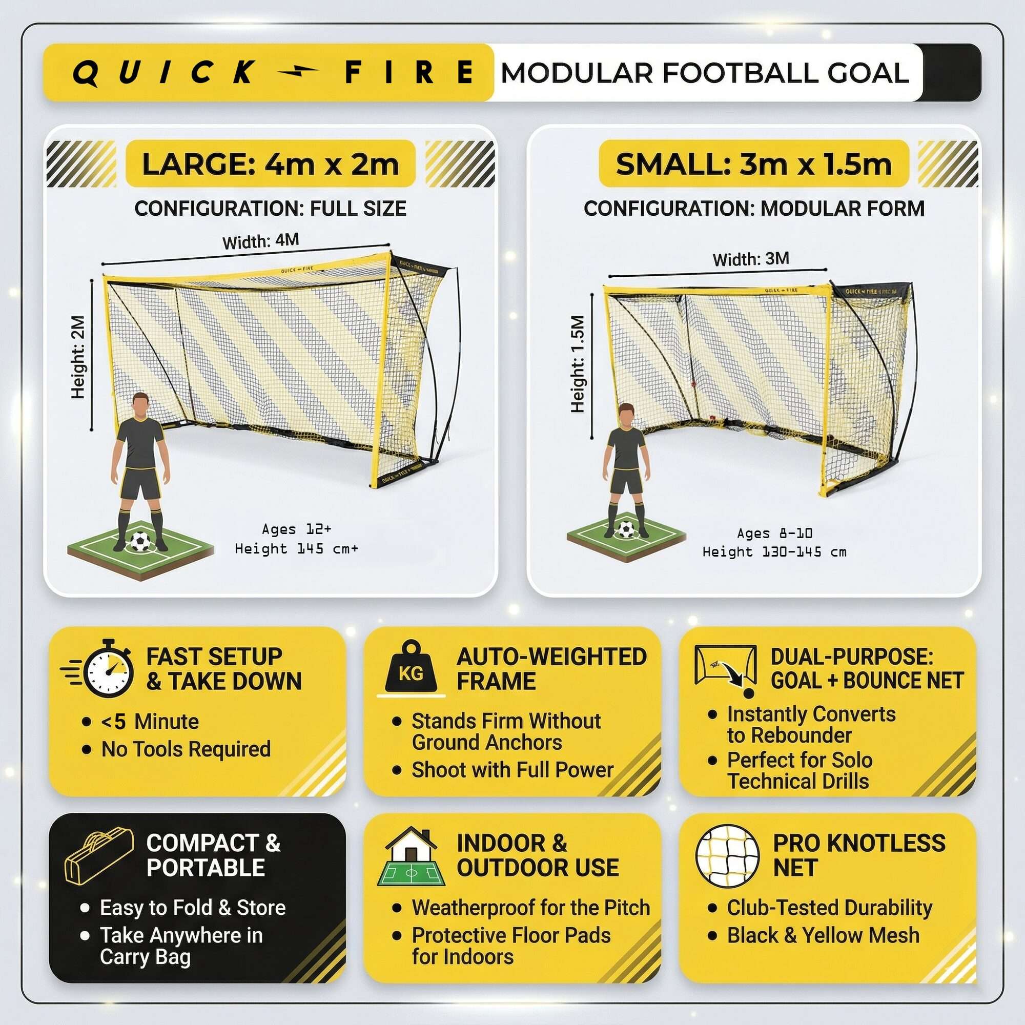 Image du produit : But de foot QuickFire® Modulable 3/4m x 1,5/2m