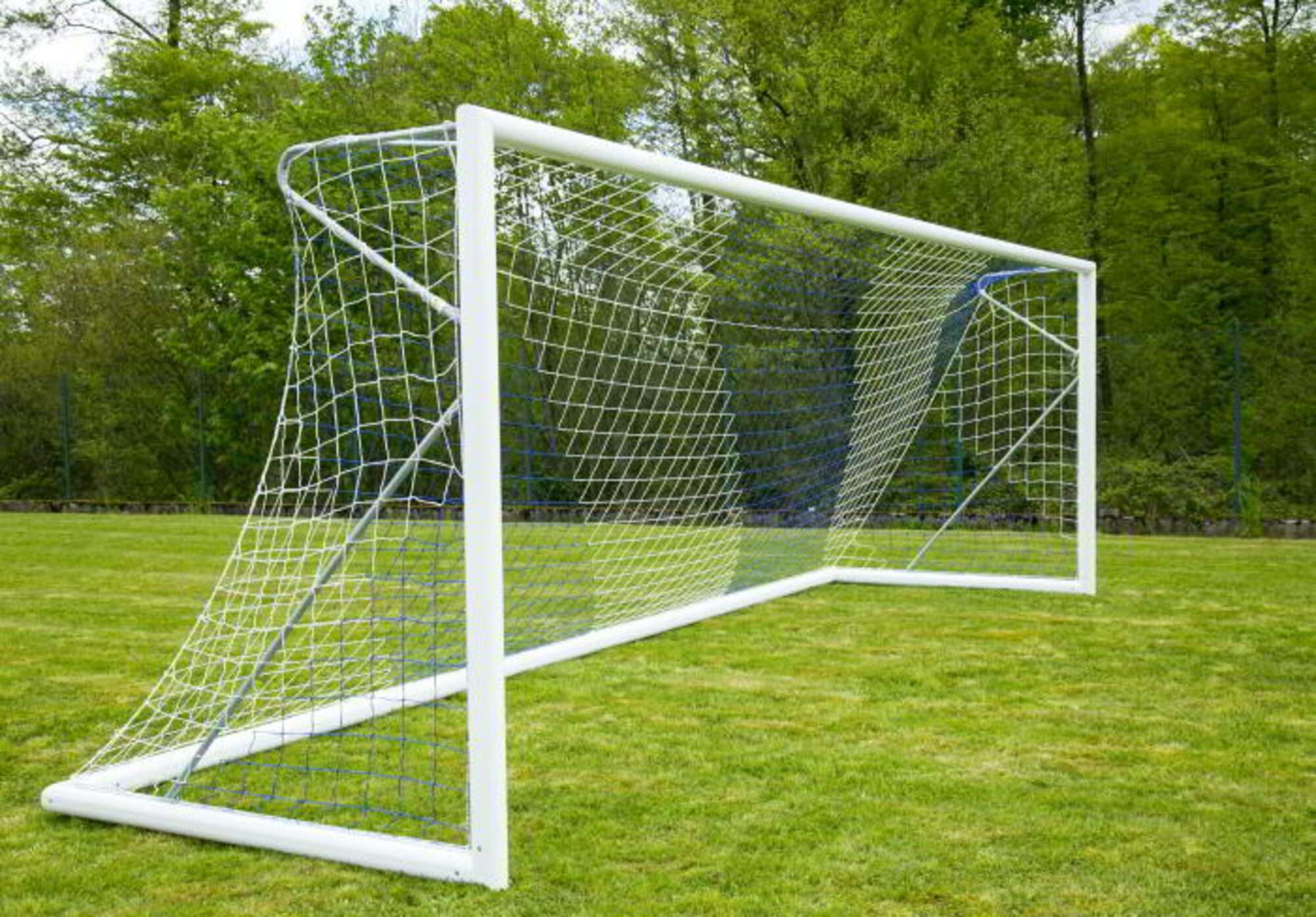 Image du produit : 2-kleurig voetbalnet 3mm (7,32x2,44m) Wit / blauw