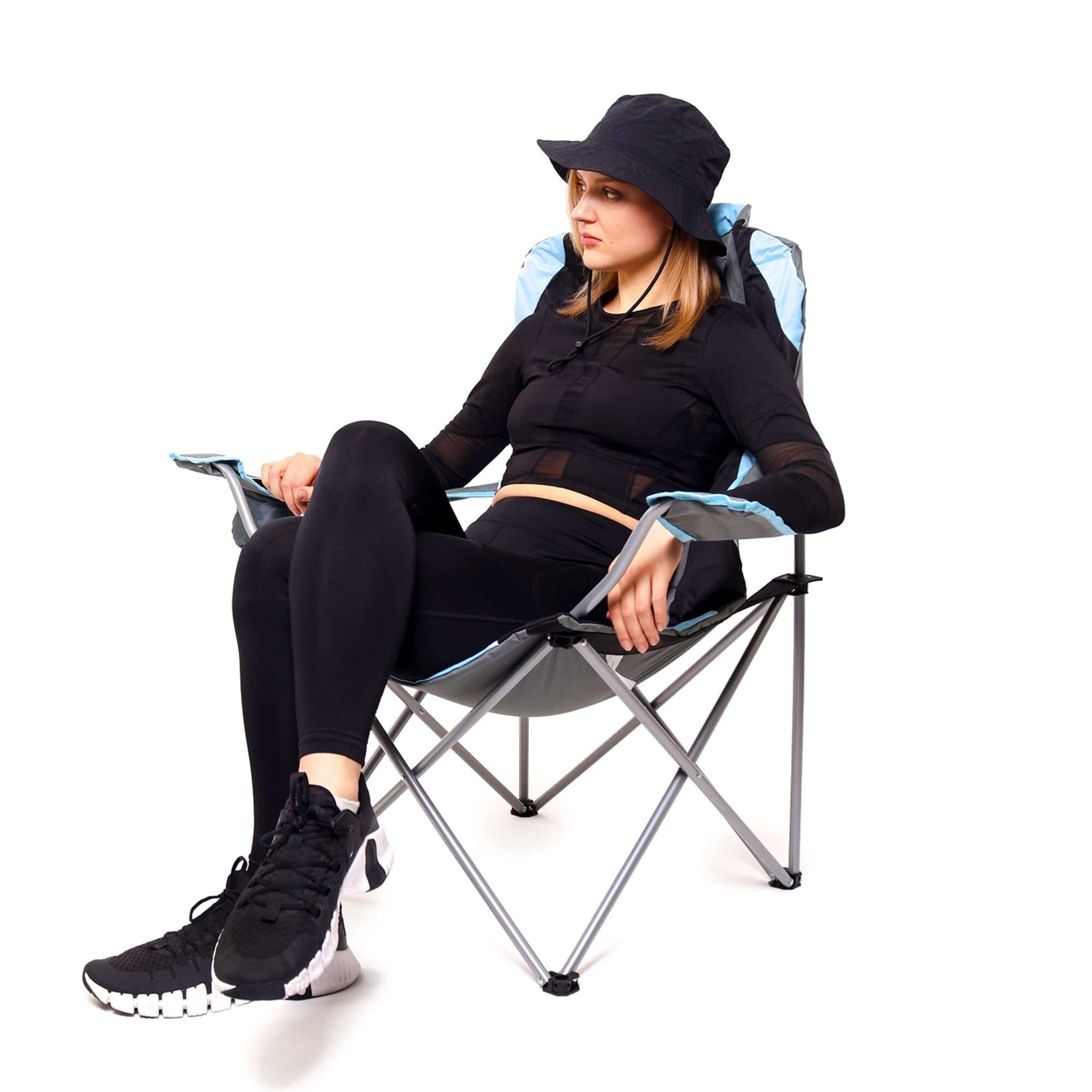 Image du produit : Set van 2 campingstoelen met flessenhouder op armleuning