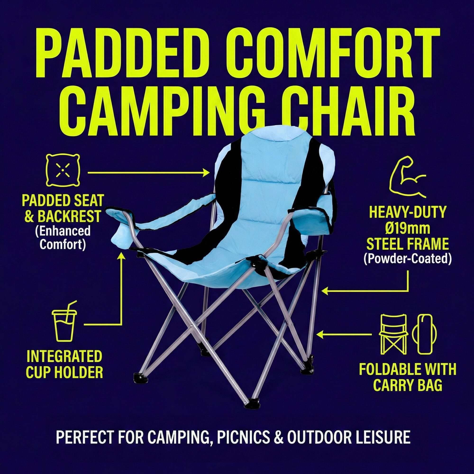 Image du produit : Set van 2 topklasse campingstoelen - Maximaal comfort