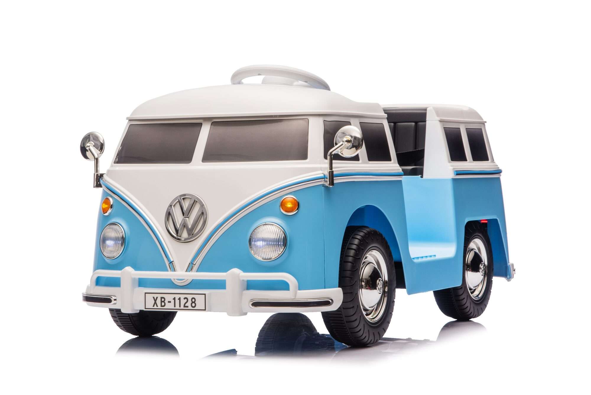 Image du produit : Volkswagen Officiële Elektrische Kinderauto - Blauw & Wit (3 tot 8 jaar)