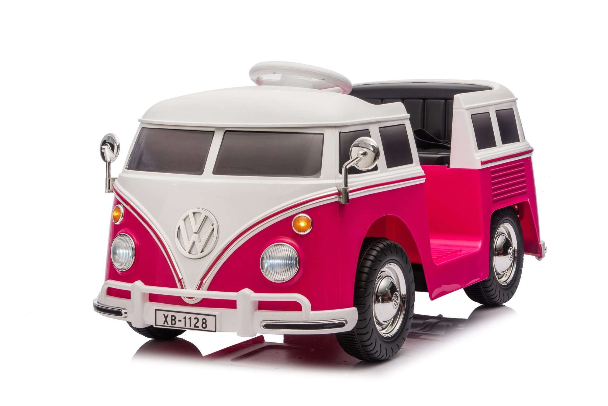 Image du produit : Volkswagen Officiële Elektrische Kinderauto - Roze & Wit (3 tot 8 jaar)