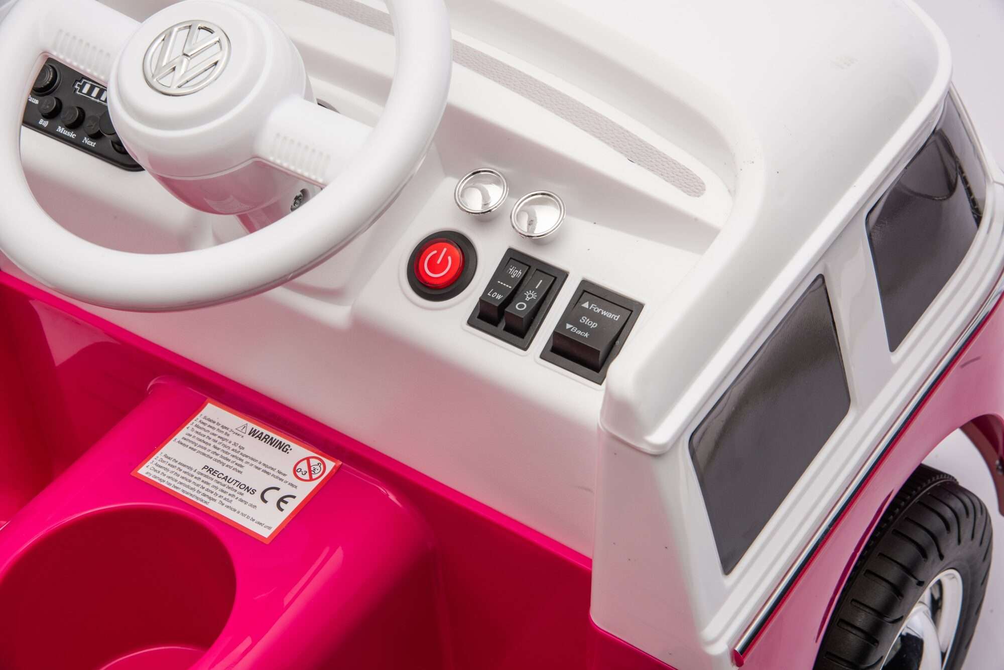 Image du produit : Volkswagen Officiële Elektrische Kinderauto - Roze & Wit (3 tot 8 jaar)
