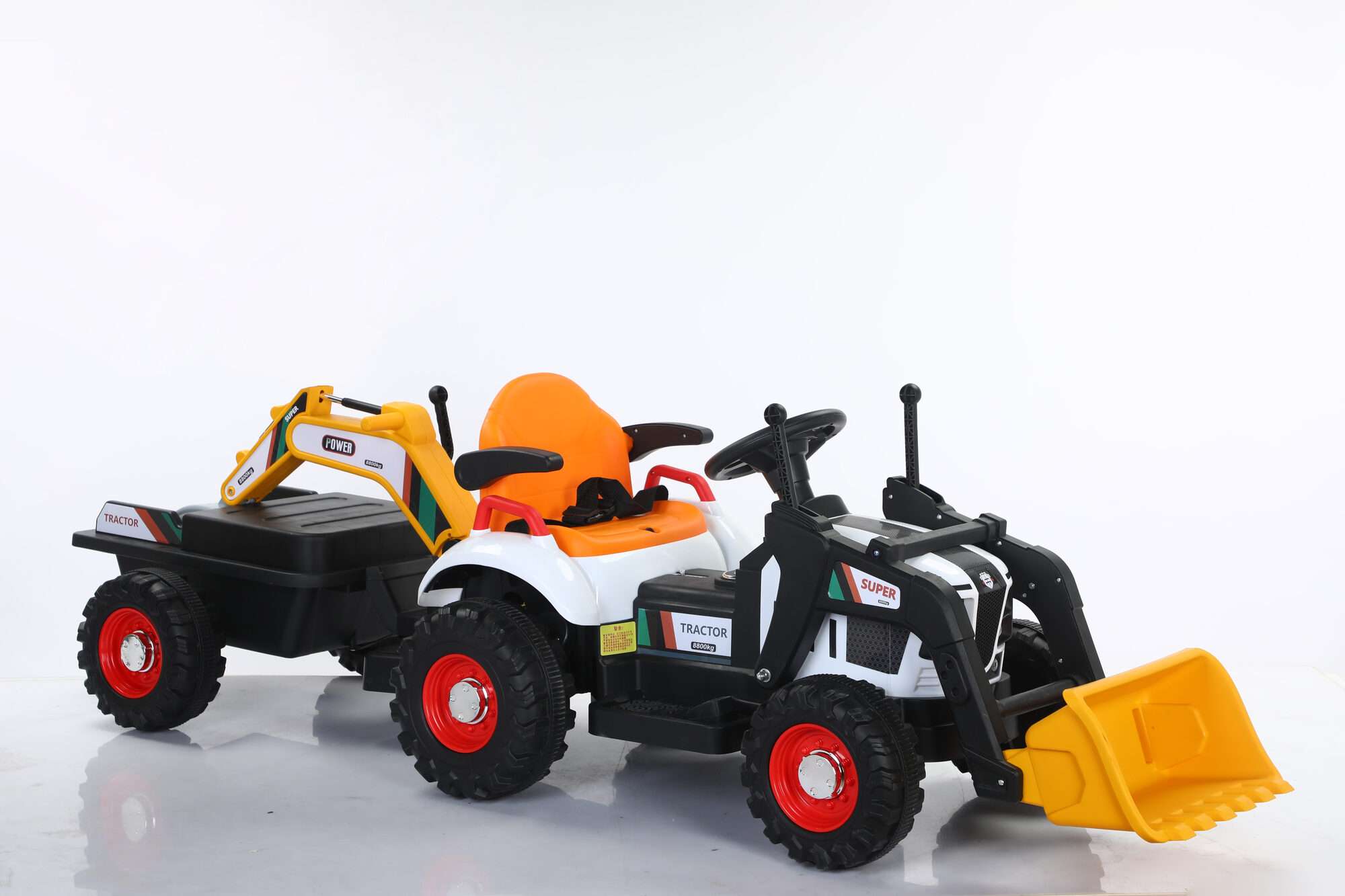 Image du produit :   Bouwvrachtwagen met handduwer en backhow in gele kleur (3-8 jaar)