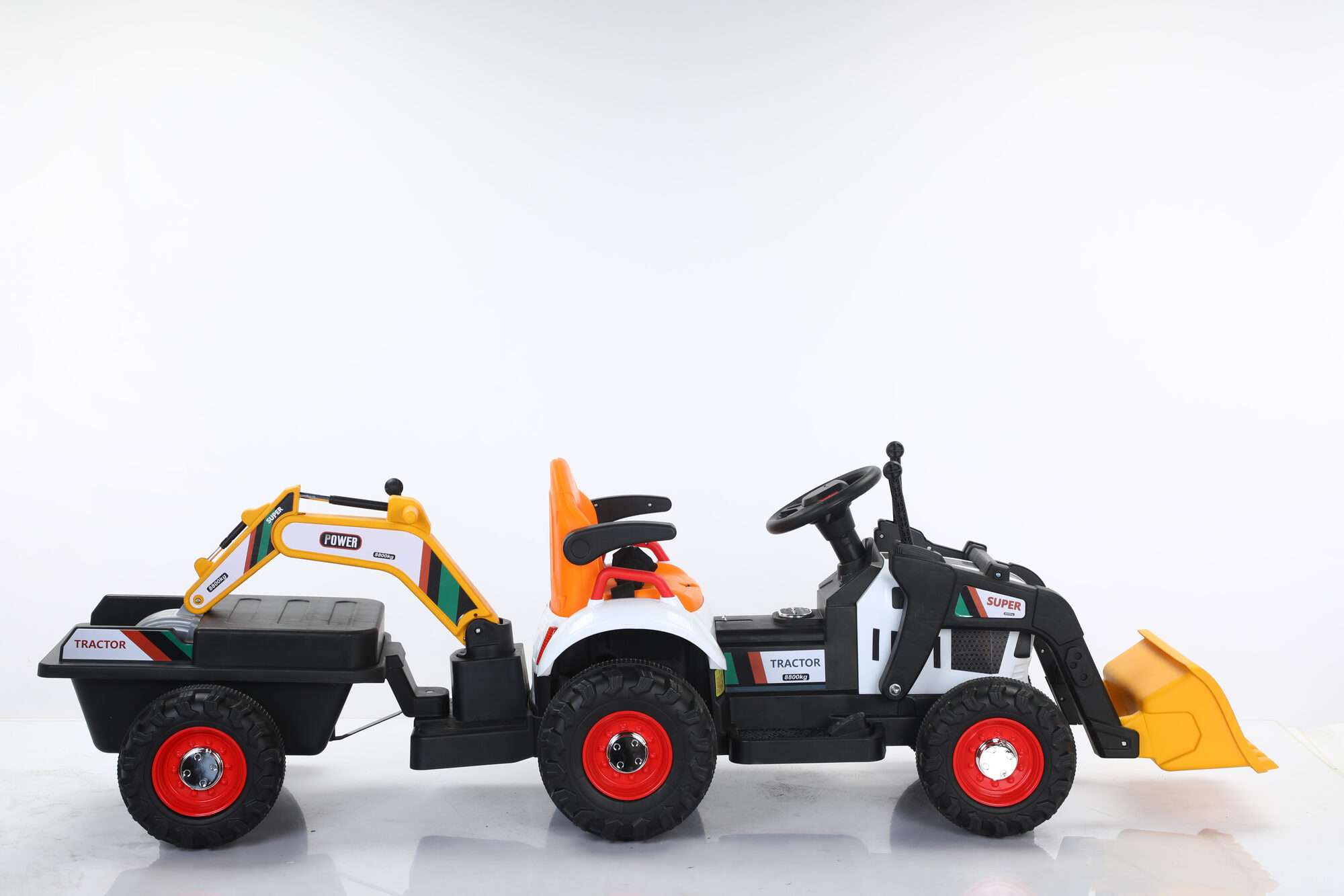 Image du produit :   Bouwvrachtwagen met handduwer en backhow in gele kleur (3-8 jaar)