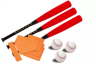 Kit van 3 knuppels, 3 ballen en honkbal honken 