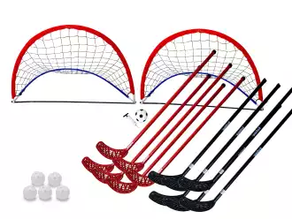 Hockey/floorball-set - 12 sticks, set van 5 ballen en doelen